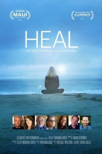 ドキュメンタリー映画HEALのポスター。心と体のつながり・自己治癒力・気功的癒しを描く作品